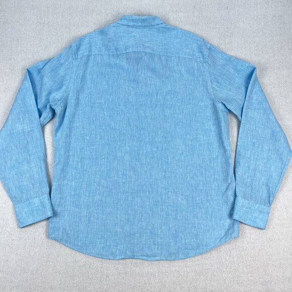 UNTUCKit Shirt Mens XL Slim Fit 100% Linen Chambray Light Blue Long Sleeve - Picture 4 of 7